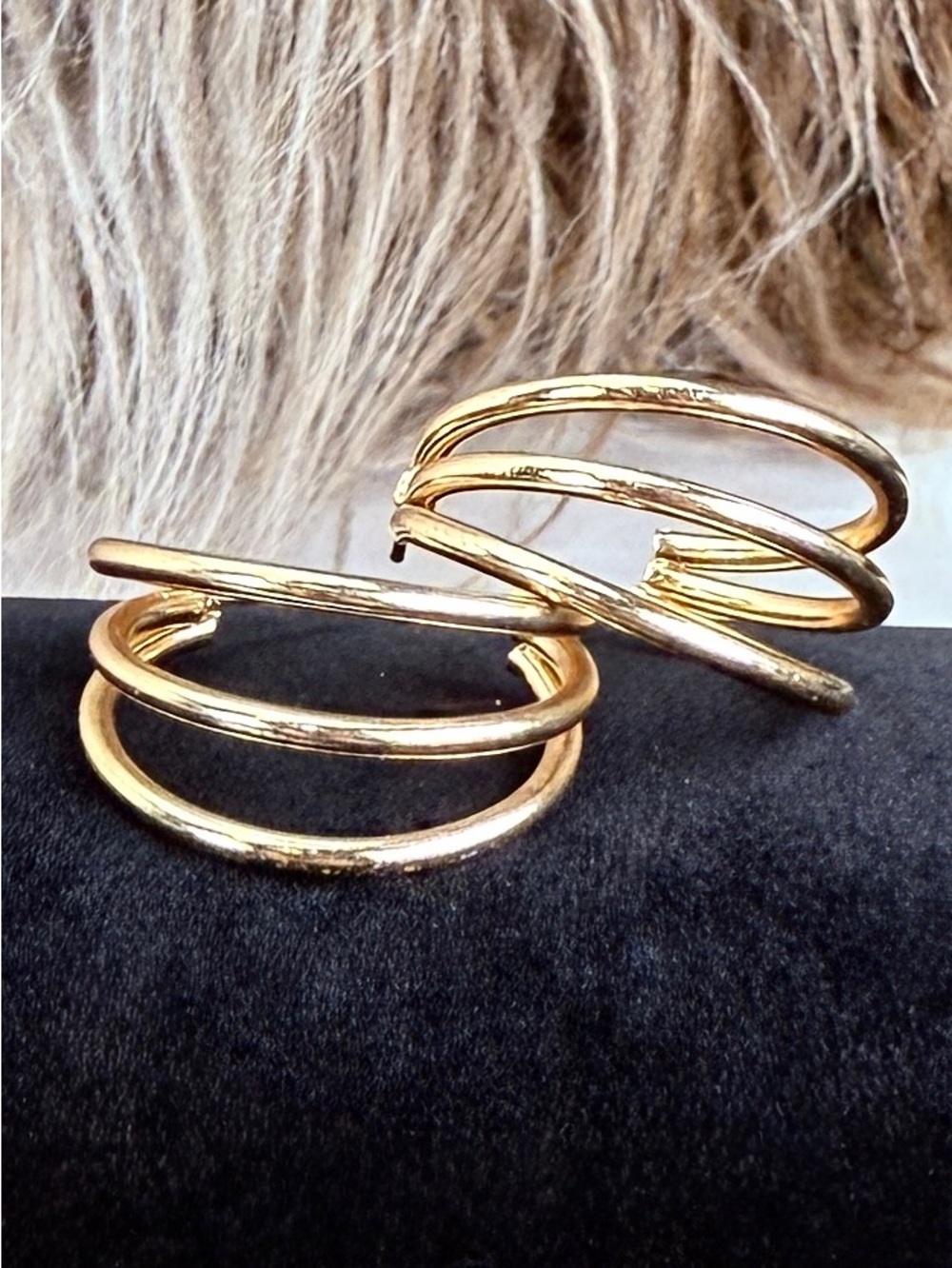 Elegant Goldtone Open Hoop Pierced Earrings